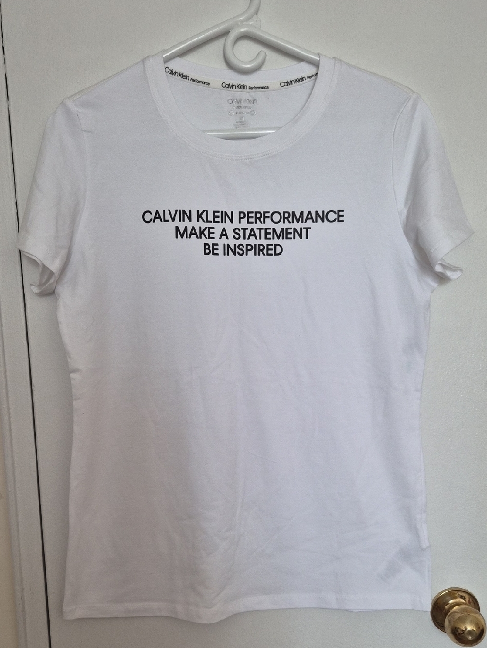 Calvin Klein Performance Women's  Graphic Logo White Tee Size L